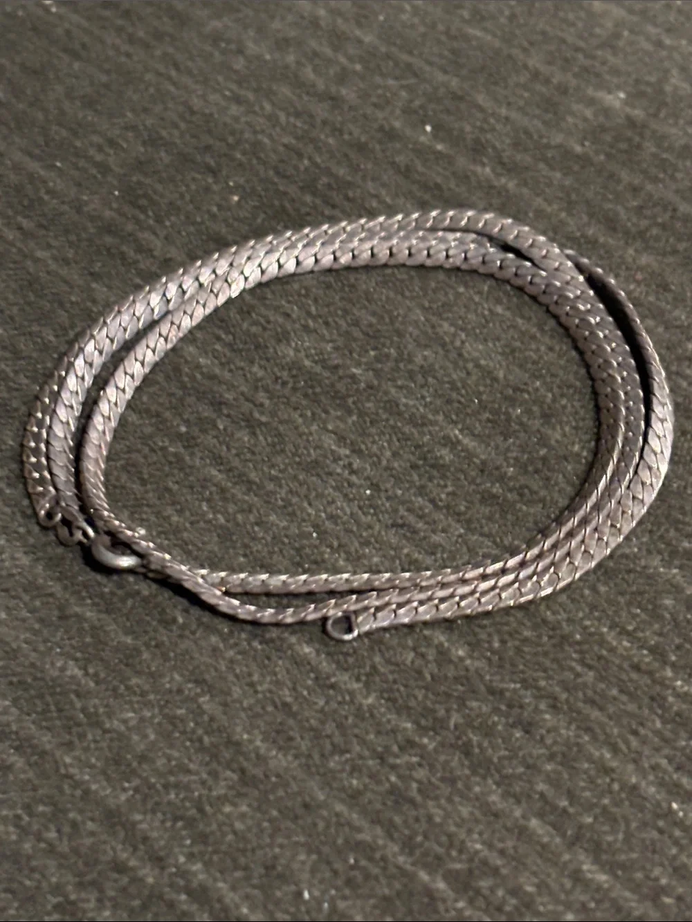 Sterling Silver Men's Black Braided 3mm Chain Necklace Vntg 20”